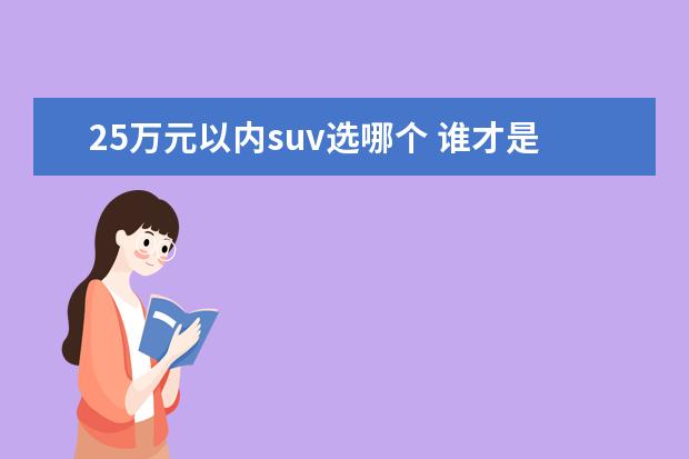 25万元以内suv选哪个 谁才是居家用车之首选?|15-25万元紧凑型SUV海选 - ...