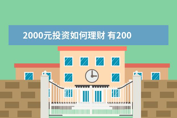 2000元投资如何理财 有2000万元,如何理财?