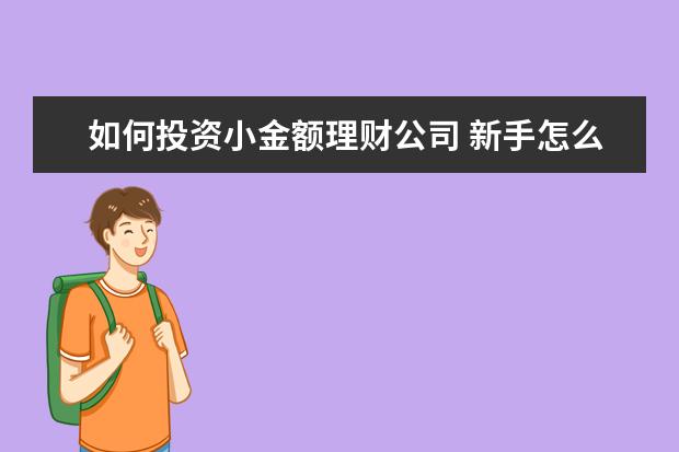 如何投资小金额理财公司 新手怎么入门做理财