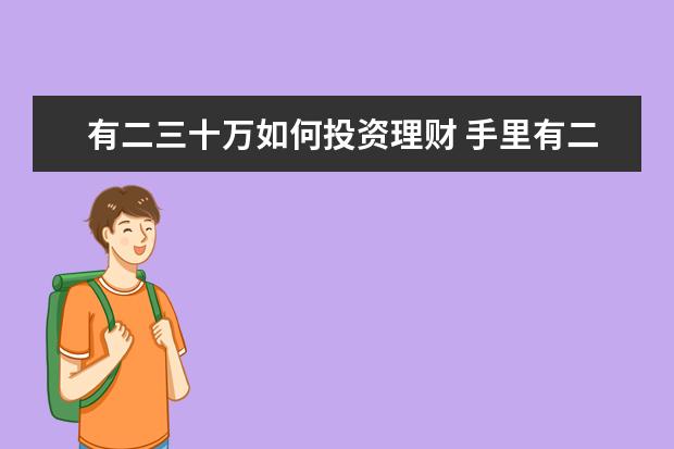 有二三十万如何投资理财 手里有二三十万,怎样理财可以每天有二百块钱? - 百...