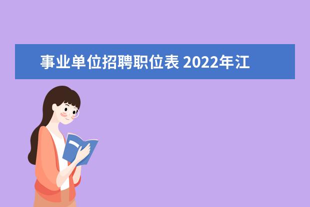 事业单位招聘职位表 2022年江苏事业单位招聘岗位表