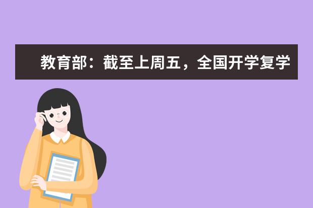 教育部：截至上周五，全国开学复学的学生达到3500多万名