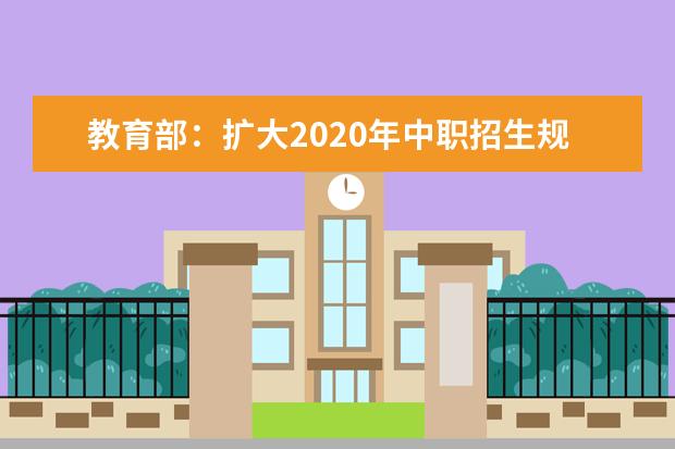 教育部：扩大2020年中职招生规模 做好东西协作兜底招生