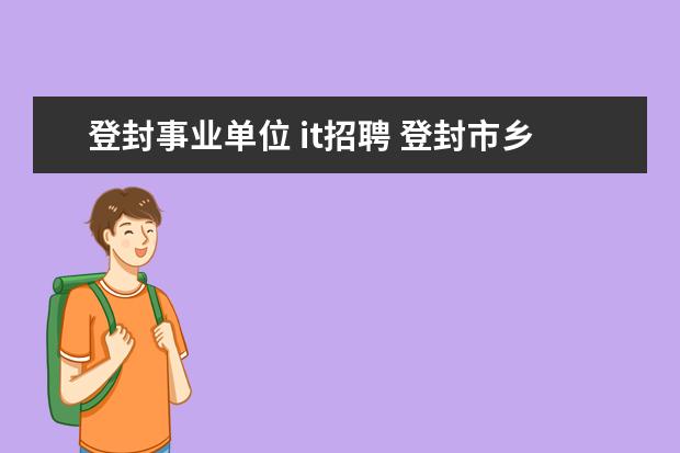 登封事业单位 it招聘 登封市乡镇工资待遇怎么样