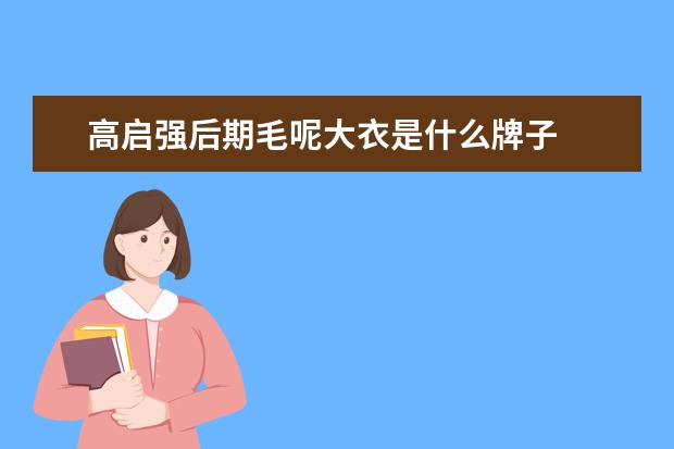 高启强后期毛呢大衣是什么牌子