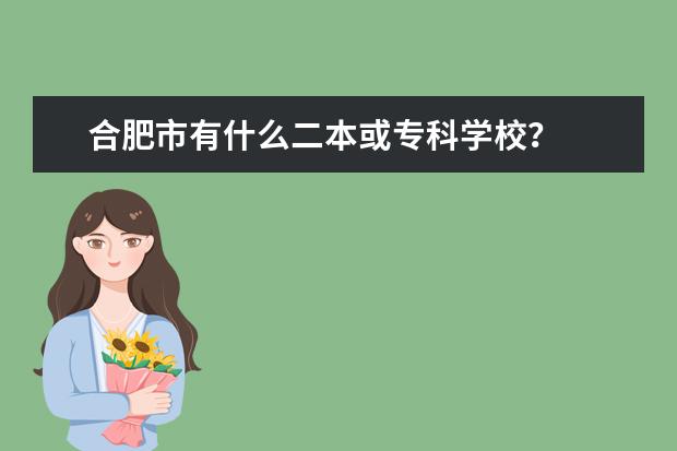 合肥市有什么二本或专科学校？