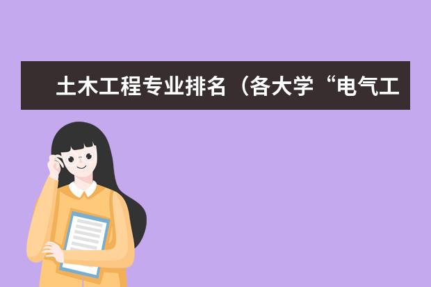 土木工程专业排名（各大学“电气工程及其自动化”专业的排名？）