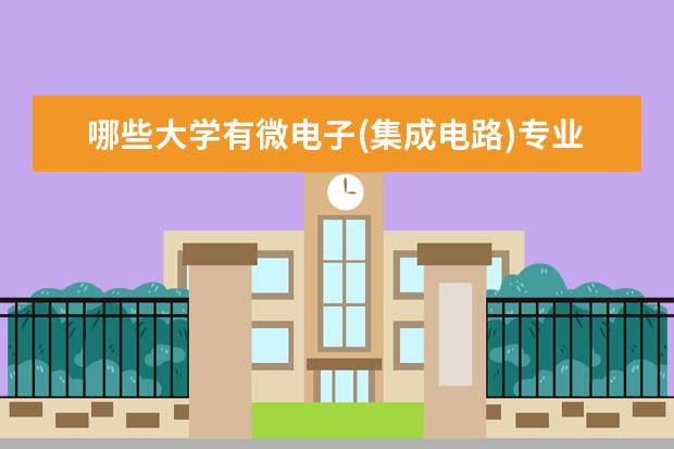 哪些大学有微电子(集成电路)专业